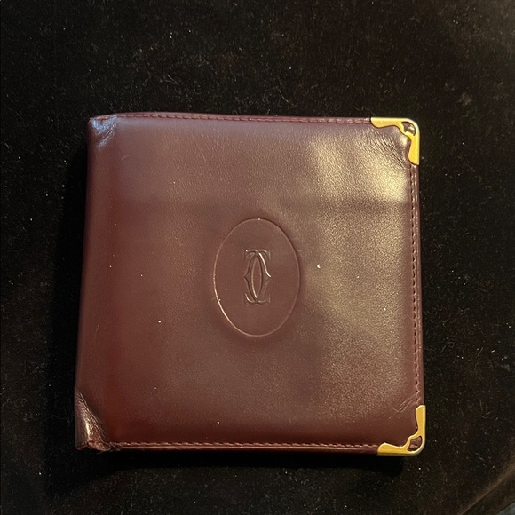 Elegant CartierLeather Wallet with Gold Accents